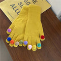 Cute Colorful Plush Ball Decor Warm Knit Gloves 6W6GLO93