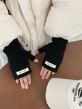 Simple Solid Color Fingerless Thicken Gloves 6W6GLO89