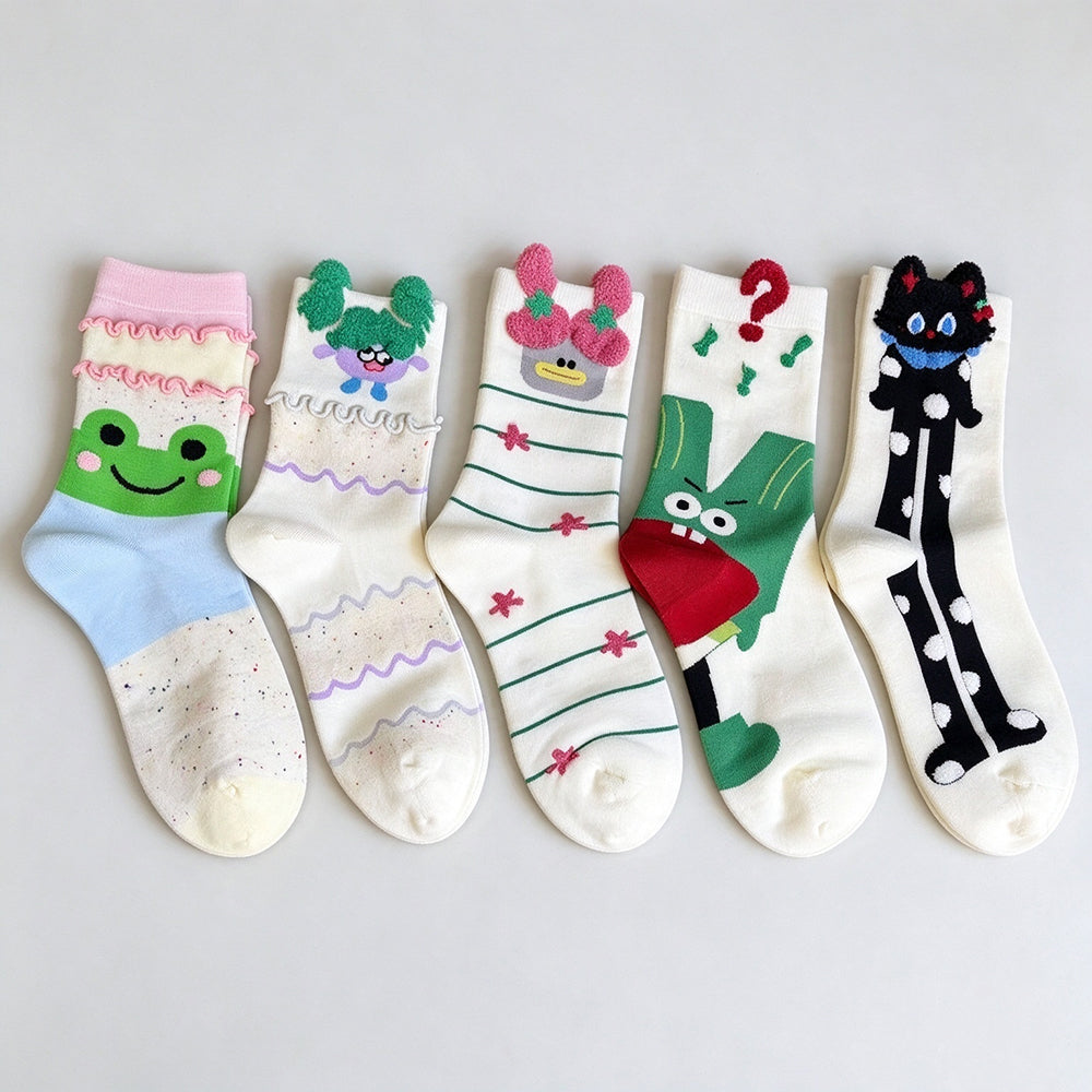 Frog Pattern Ruffled Socks - DippedShop Wholesale - #3763