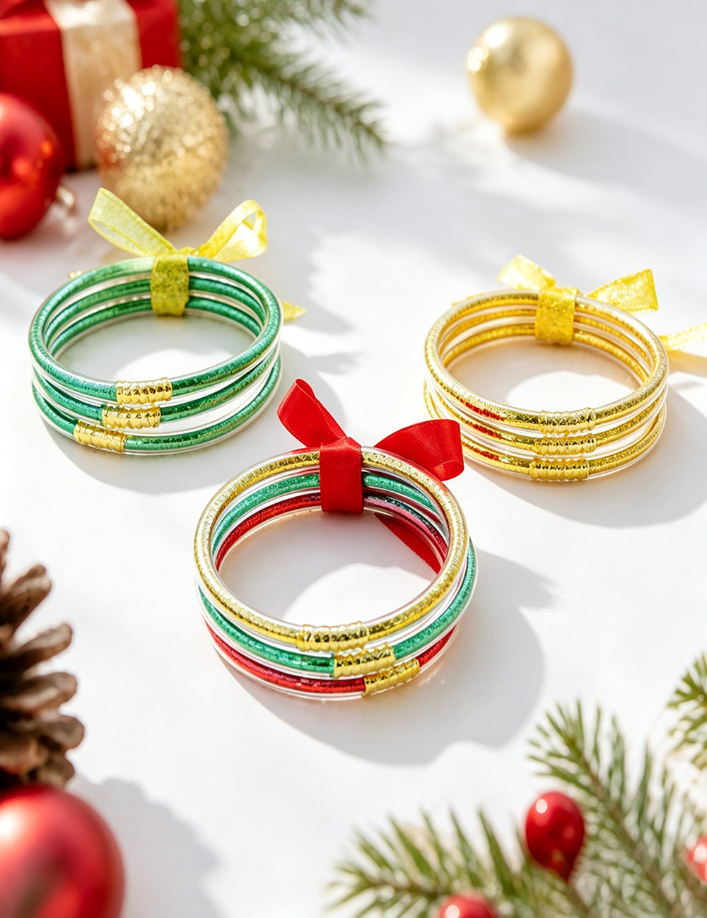 Cute Glitter Filled Jelly Bangle Bracelets Set 6W6JBR658