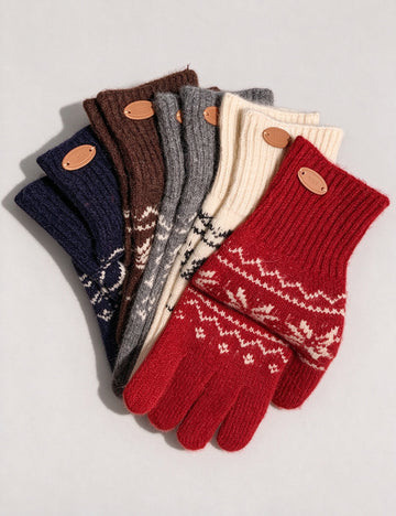 Fair Isle Touchscreen Knit Gloves - DippedShop Wholesale - #8995