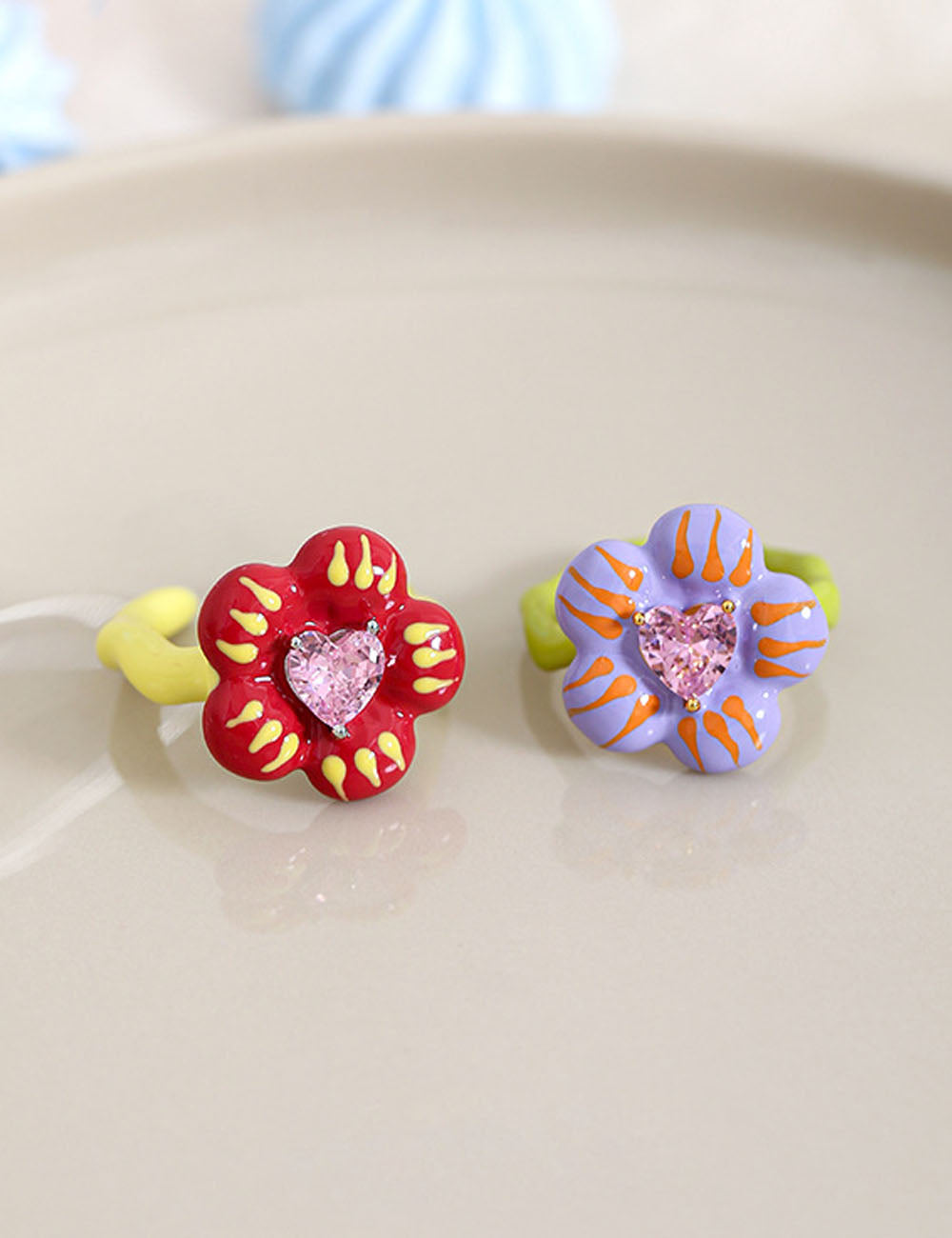 Floral Heart Open Ring - DippedShop Wholesale - #2451