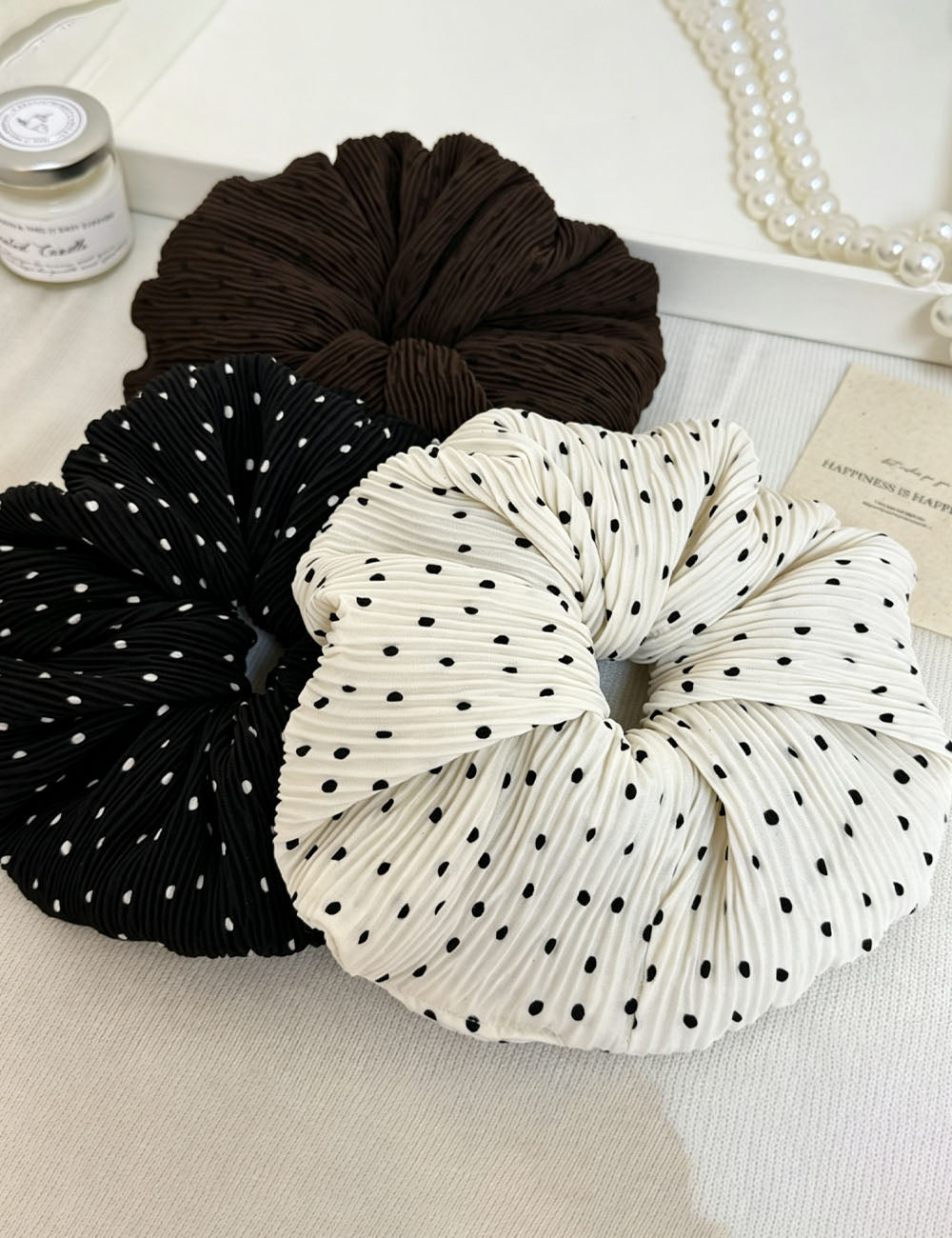 Chic Polka Dots Print Ruffled Hair Scrunchies 6W6HSR361