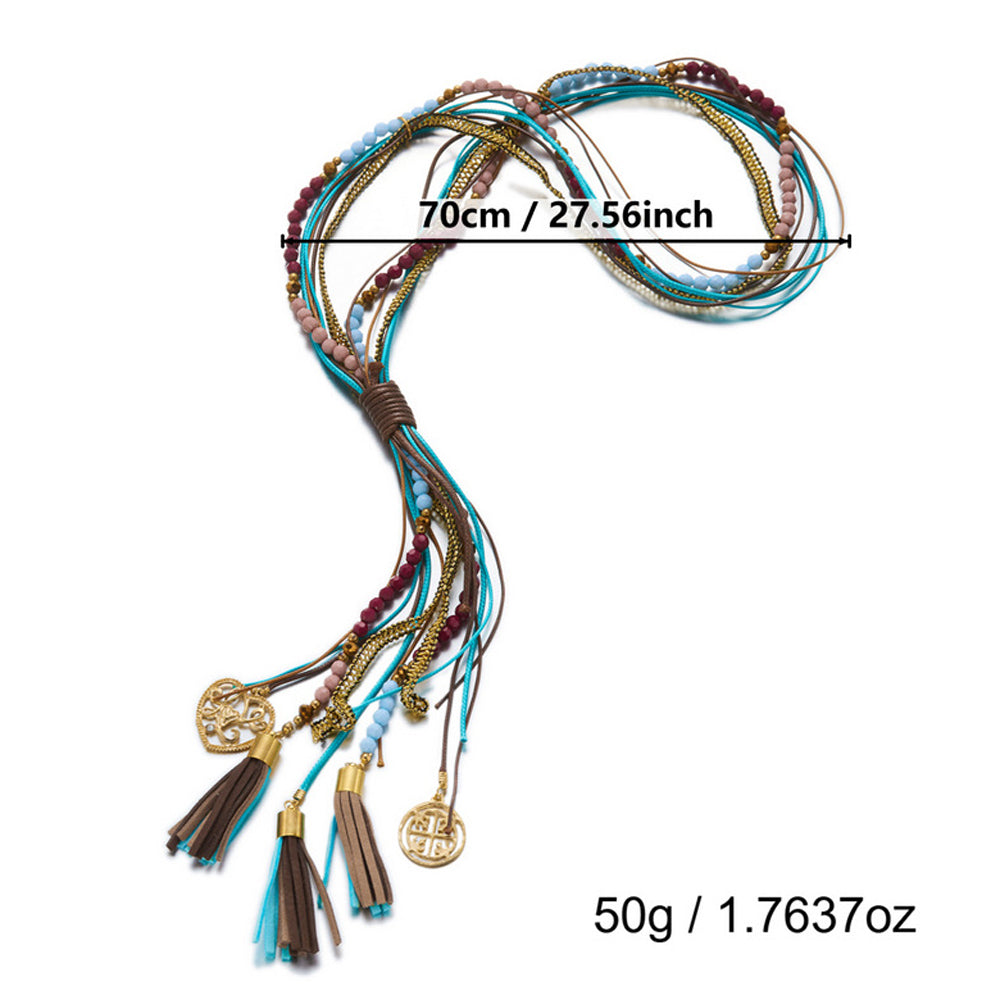 Boho Beaded Tassel Necklace - DippedShop Wholesale - #6755