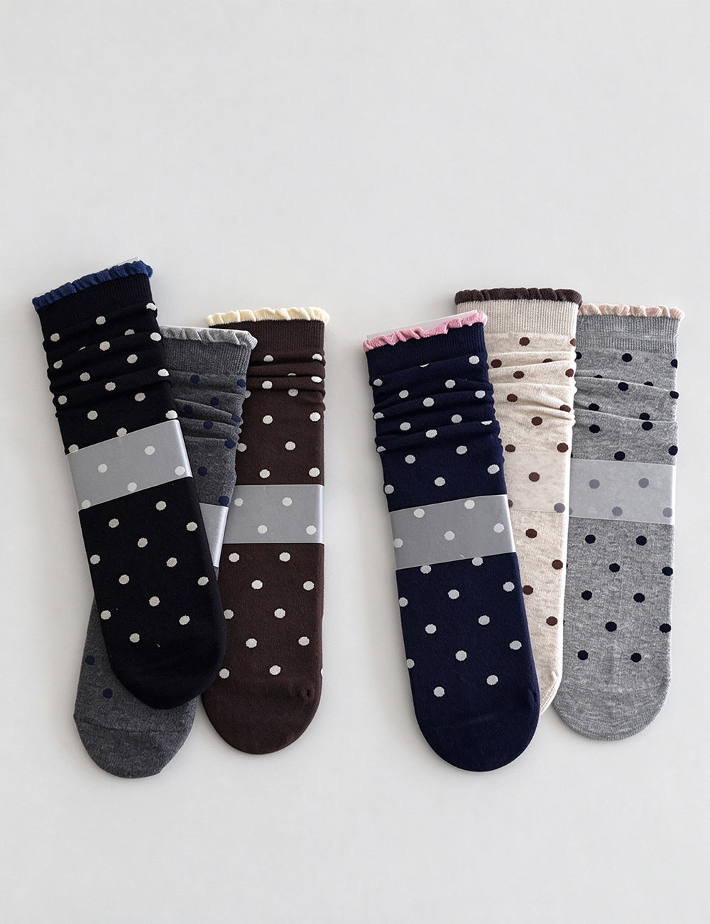 Polka Dot Ruffled Crew Socks - DippedShop Wholesale - #4979