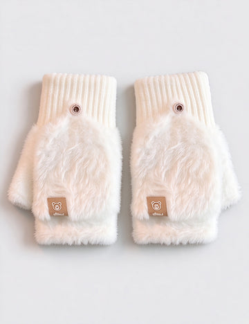 Faux Fur Convertible Fingerless Gloves - DippedShop Wholesale - #7571