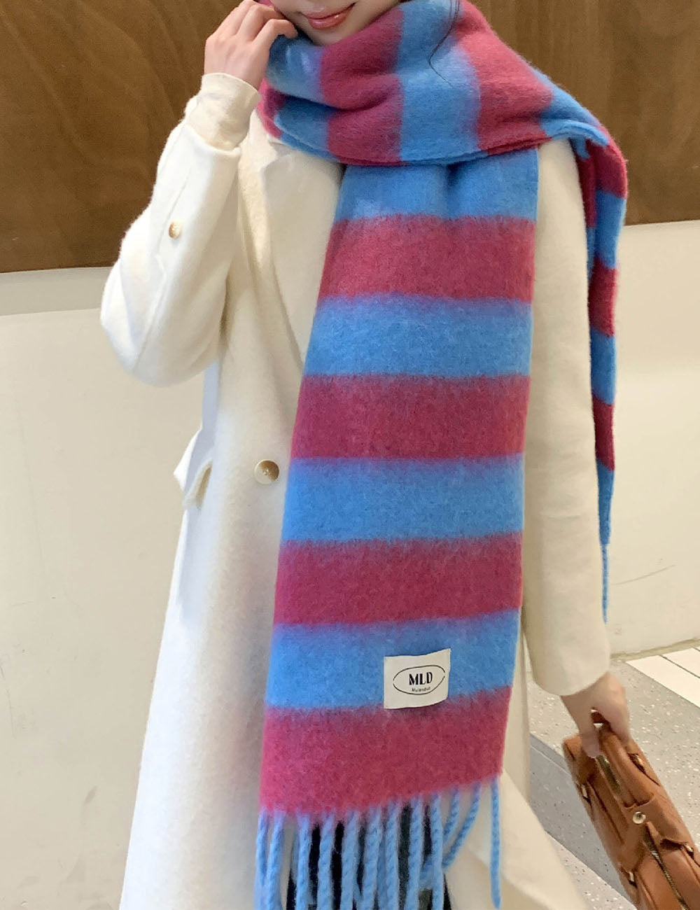 Mohair Striped Tassel Scarf - DippedShop Wholesale - #7859