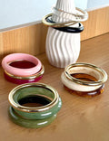 Vinatge Multi-Color Stackable Resin Bacelet Set 6W6JBR574