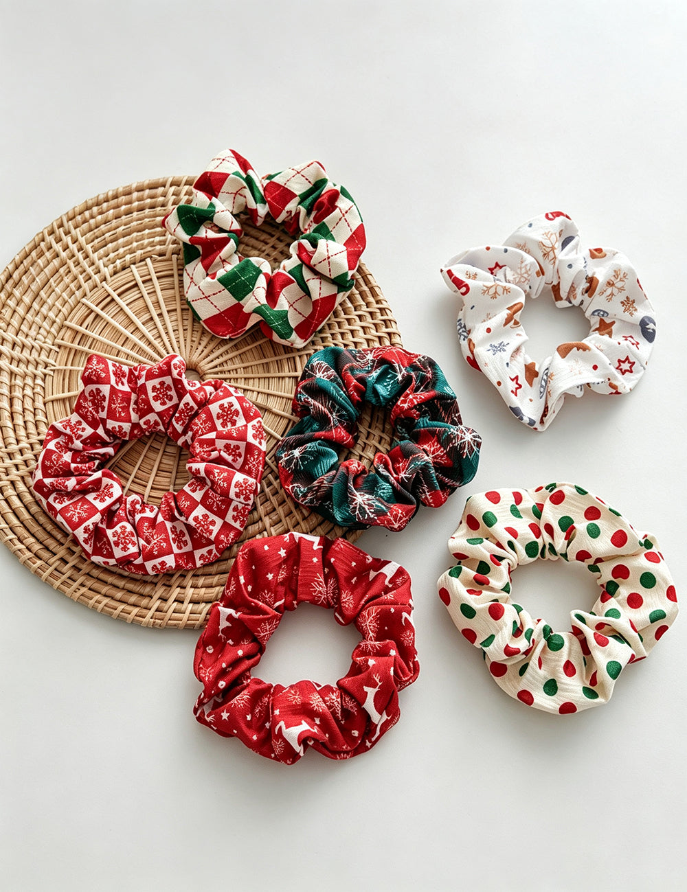 Polka Dot Plaid Hair Scrunchies - DippedShop Wholesale - #5731