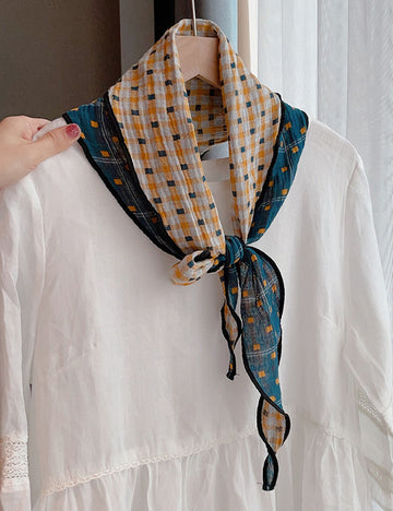 Stylish Plaid Print Reversible Silk Scarf 6W6NSI237