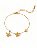 Fashion Gold Plated Rhinestone Flower Chain Bracelet 6W6JBR355