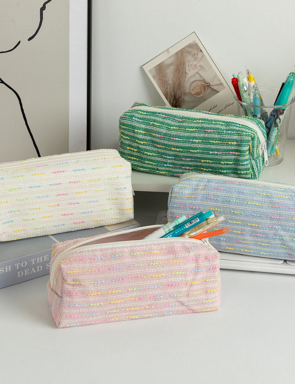 Cute Multi-Color Line portable Pencil Pouch 6S10BOB1045