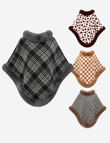 Plaid Faux Fur Knit Poncho - DippedShop Wholesale - #2243