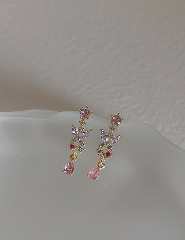 Butterfly Rhinestone Drop Earrings - DippedShop Wholesale - #0387