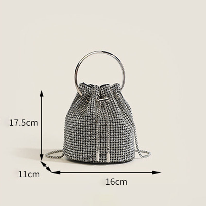 Luxury Sparkling Rhinestone Round Handle Bucket Bag 6W10BBG1410