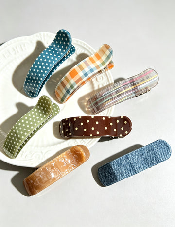 Retro Polka Dot Curved Duckbill Hair Clip 6W6HCP1641