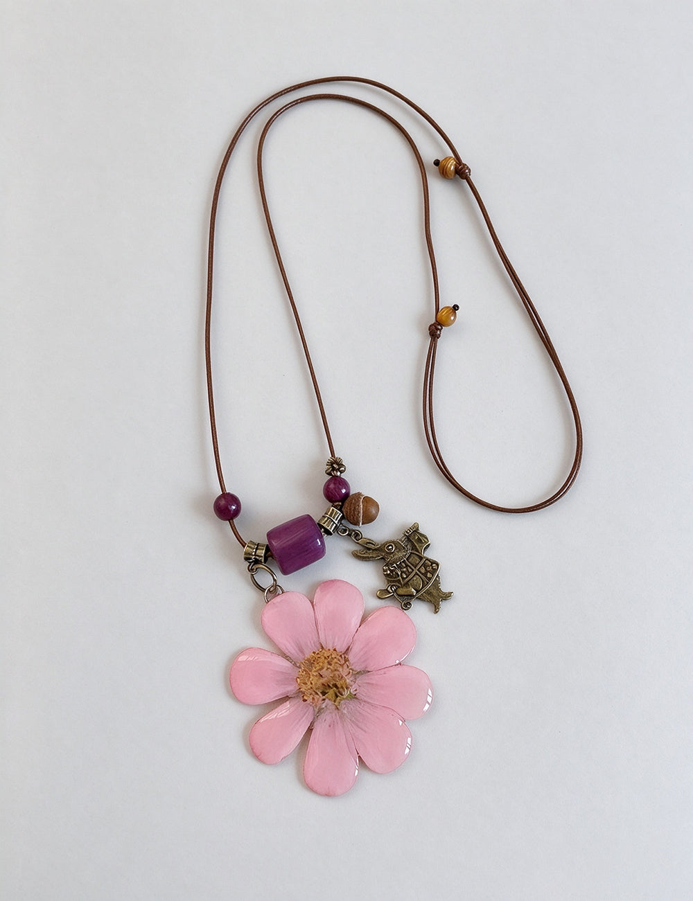 Flower Resin Pendant Necklace - DippedShop Wholesale - #5363