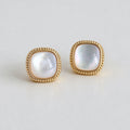 Minimalist Square Shell Gold Plated Stud Earrings 6W6JER948