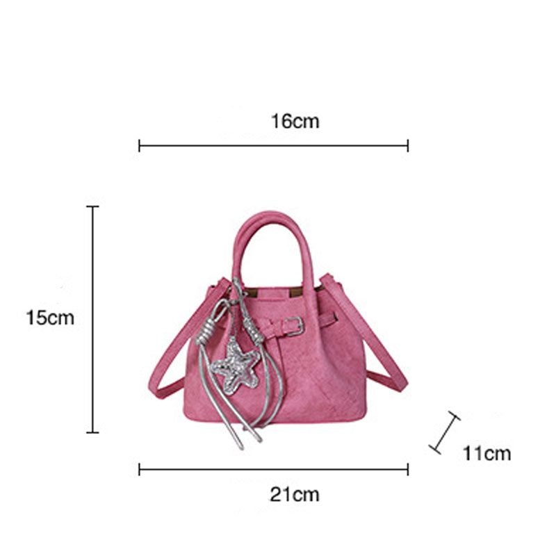 Solid Color Suede Belt Buckle Handbag 6W10BBG1376