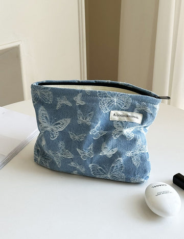 Chic Butterfly Pattern Denim Cosmetic Bag 6S5CO115