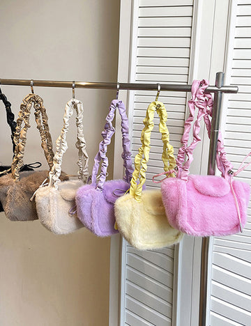 Simple Solid Color Imitation Rabbit Fur Shoulder Bag 6W10BBG1928