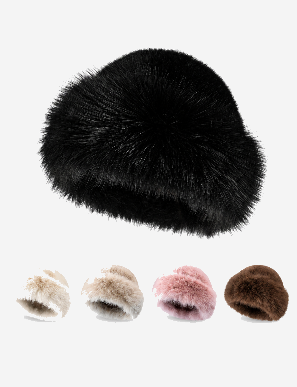Minimalist Solid Color Faux Fox Fur Bucket Hat 6W6HAT666