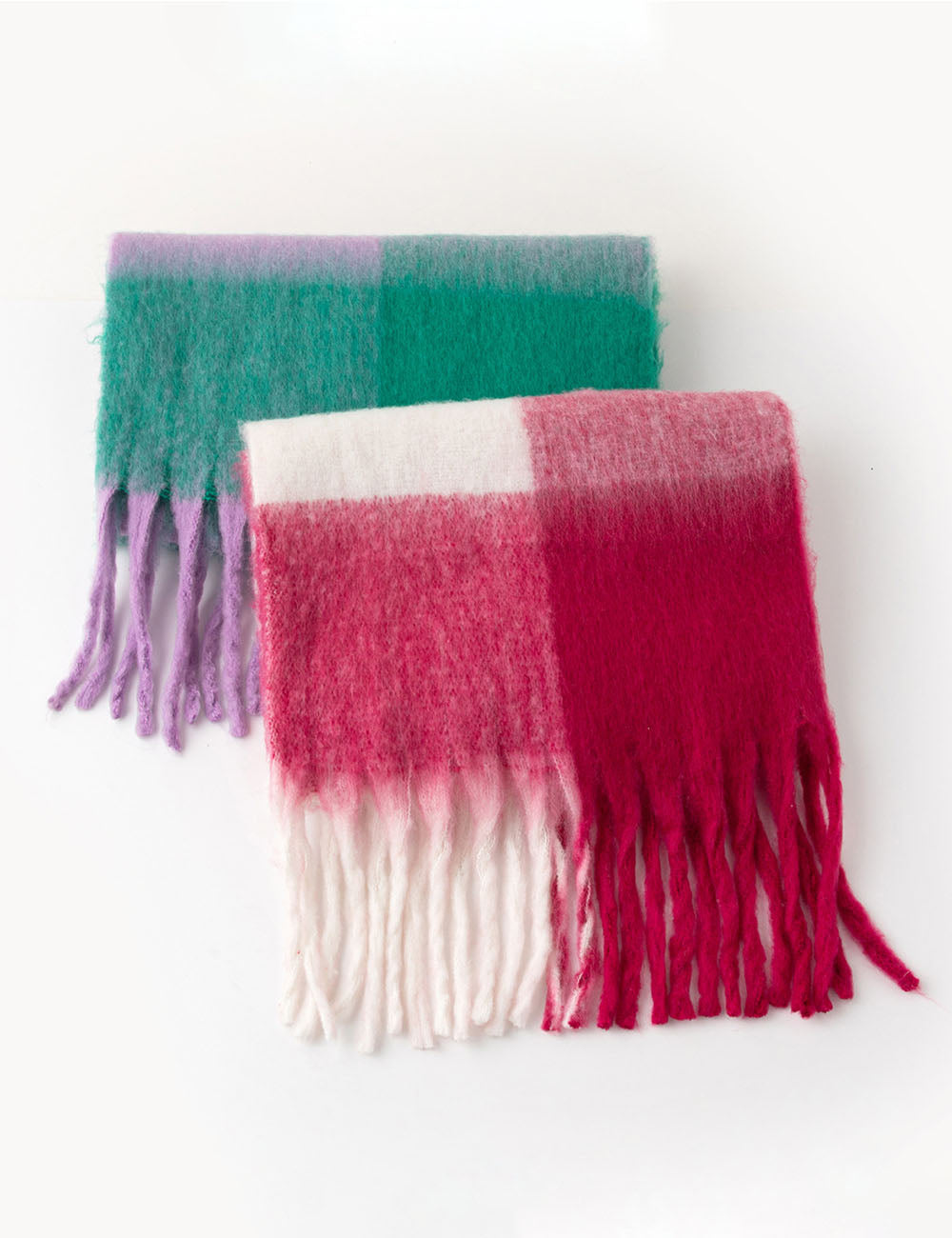 Color Block Plaid Tassel Scarf - DippedShop Wholesale - #4195