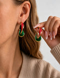 Chunky Half Circle Striped Xmas Stud Earrings 6W6JER687