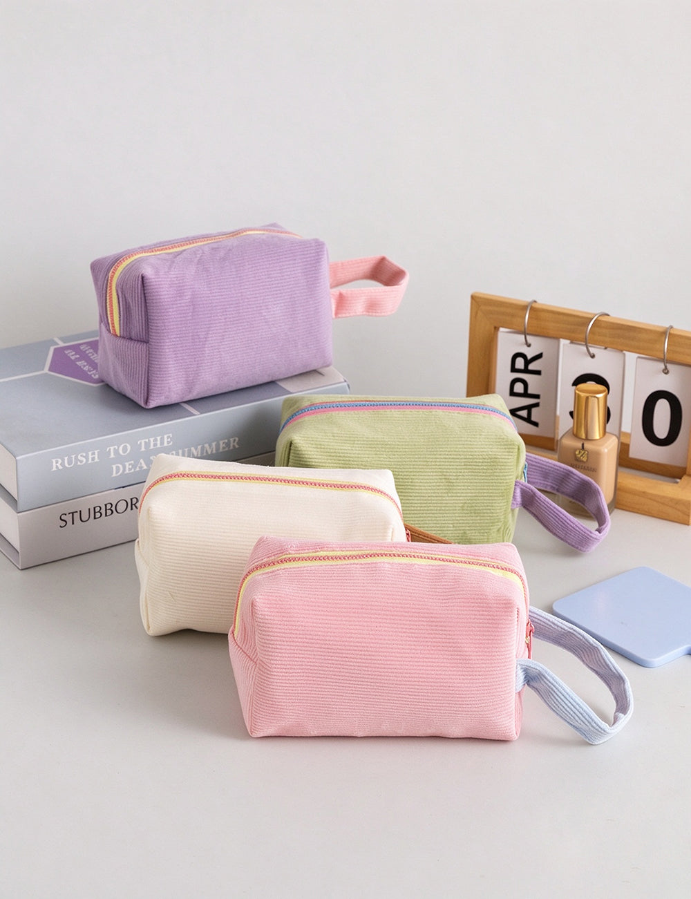 Simple Color Block Corduroy Cosmetic - DippedShop Wholesale - #8771