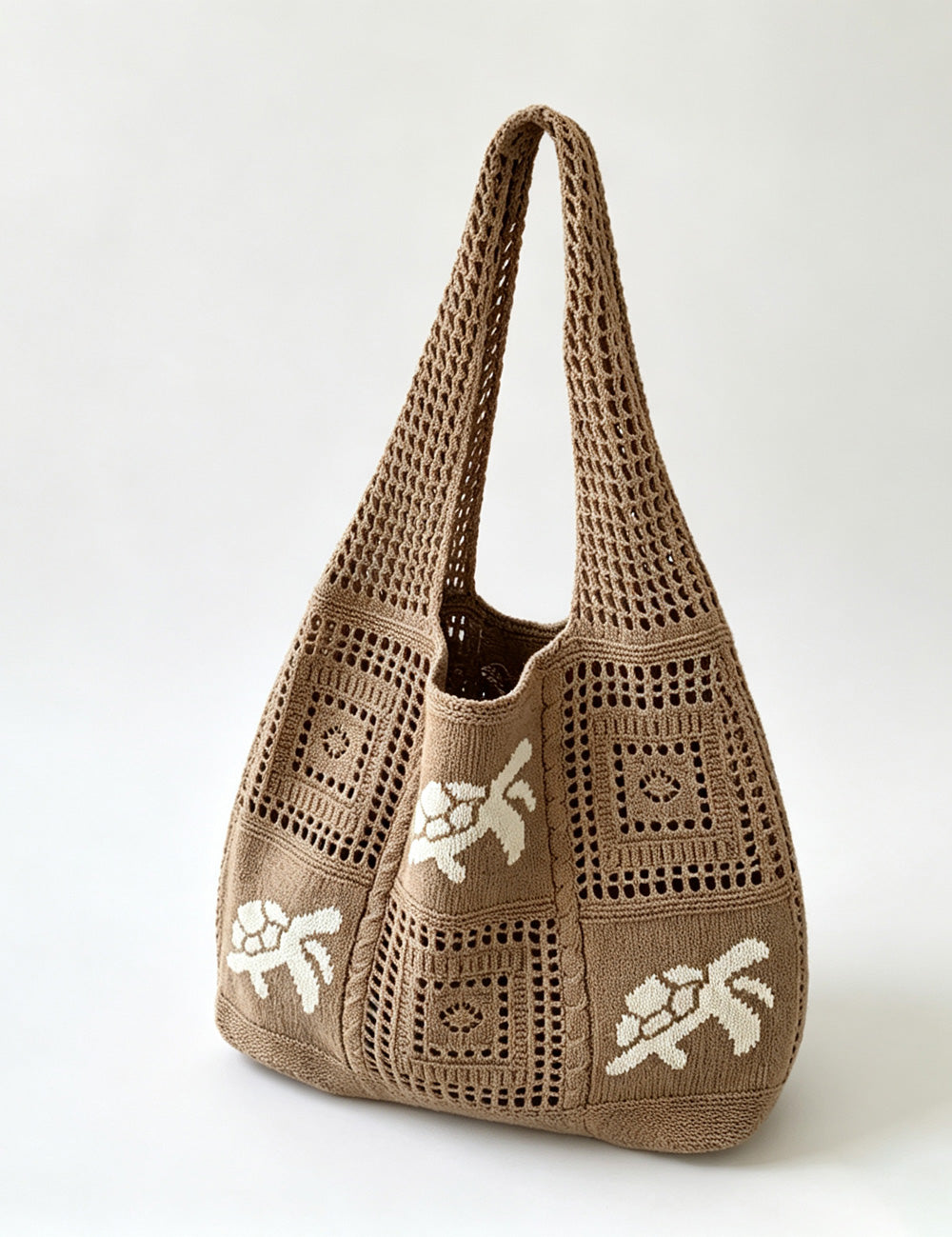 Retro Jacquard Hollow Out Knit Shoulder Bag 6W10BBG1761