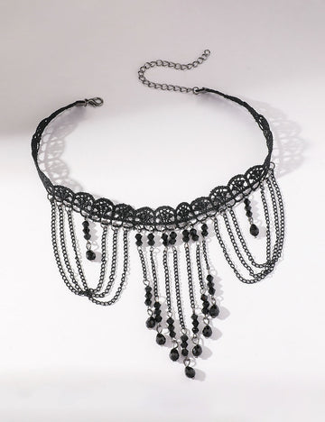 Halloween Lace Hollow Out Tassel Choker Necklace 6W6JNC610