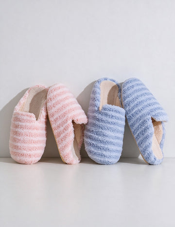 Fresh Striped Thicken Plush Warm Slippers 6W8FSP295
