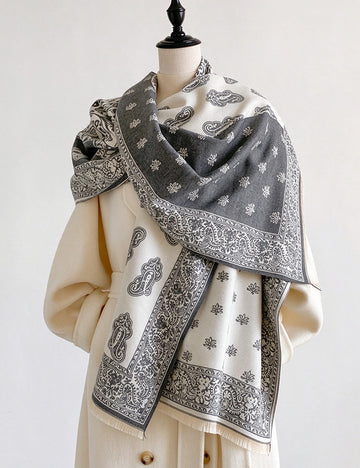 Reversible Paisley Jacquard Shawl Scarf - DippedShop Wholesale - #2371