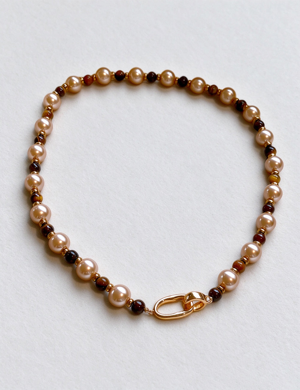 Vintage Gold Plated Tiger Eye’s Stones Necklace 6W6JNC959