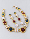 Vintage Artificial Pearl Geometry Shape Chain Necklace 6W6JNC930