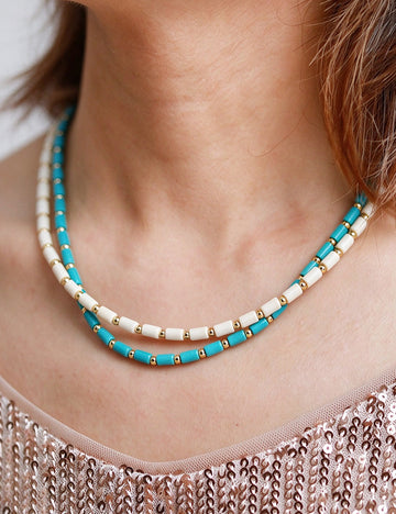 Minimalist Color Block Bead Choker Necklace 6W6JNC1019