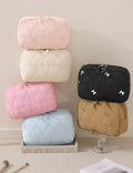Minimalist Solid Color Quilt Shell Cosmetic Bag 6S5CO118