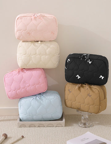 Minimalist Solid Color Quilt Shell Cosmetic Bag 6S5CO118