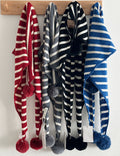 Cute Pom Striped Triangle Shawl Knit Scarf 6W6NSC98