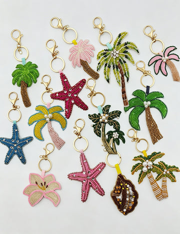 Stylish Handmade Beads Coconut Tree Pendant Keychain 6W10BBC808