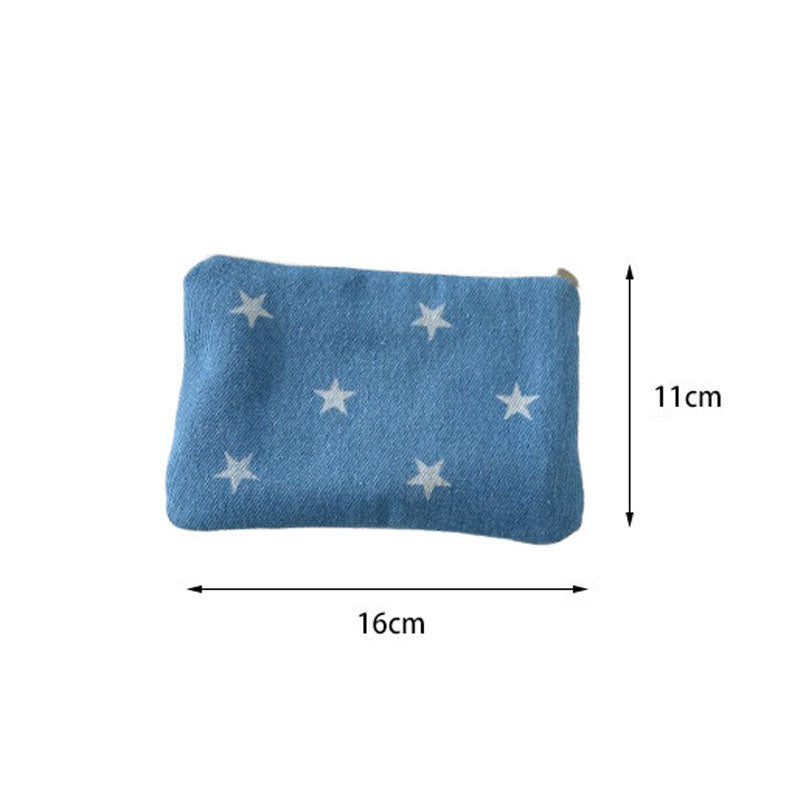 Denim Star Print Travel Portable Card Case 6S10BWB113