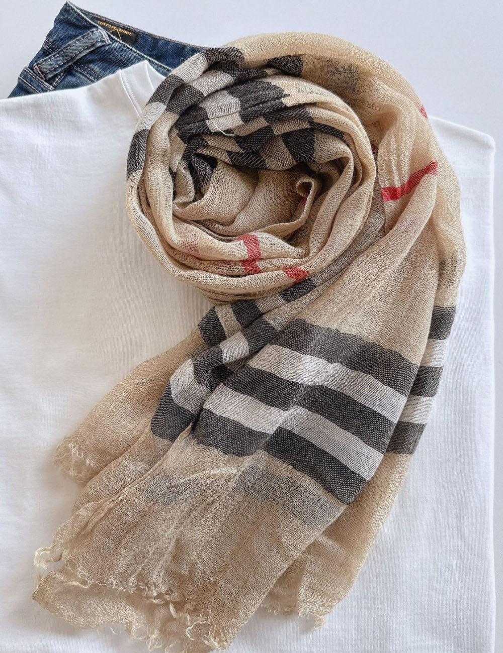 Striped Shawl Scarf - DippedShop Wholesale - #9411