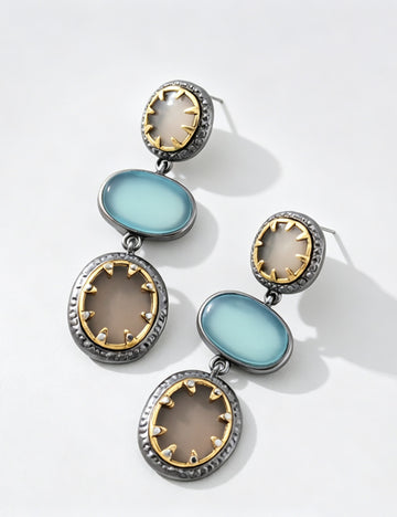 French Style Geometric Stone Pendant Drop Earrings 6W6JER608