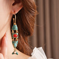 Vintage Enamel Fish Dangle Earrings 6W6JER838