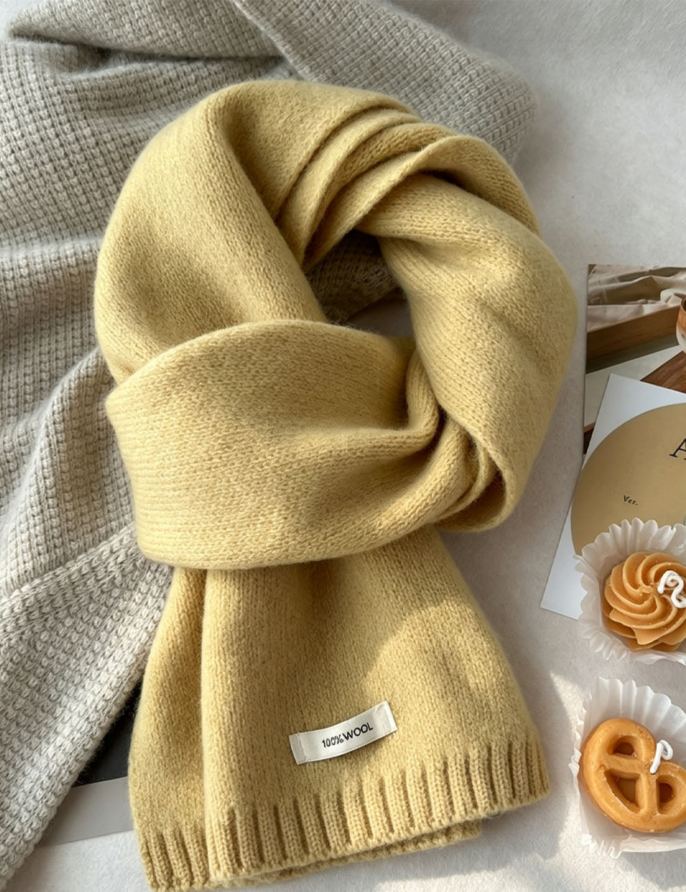 Minimalist Solid Color Versatile Warm Knit Scarf 6W6NSC89