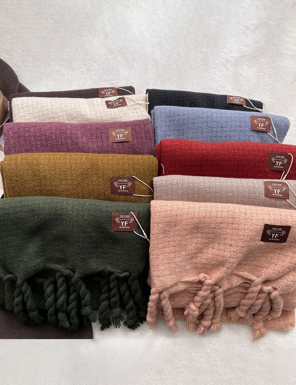 Cashmere-Feel Tassel Scarf - DippedShop Wholesale - #4051