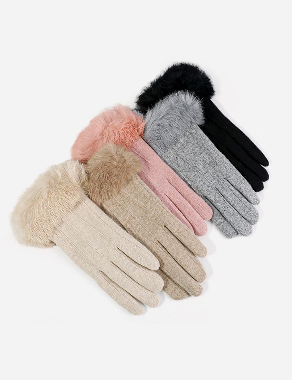 Faux Fur Touchscreen Gloves - DippedShop Wholesale - #4643