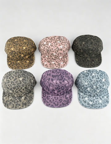 Leopard Star Baseball Cap - DippedShop Wholesale - #6595
