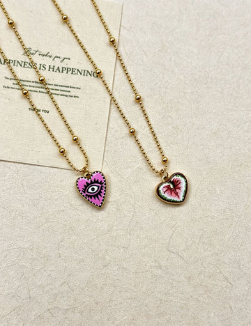 Vintage Evil Eye Heart Pendant Choker Necklace 6W6JNC651