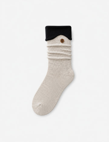 Color Block Button Turn Cuff Socks 6W8FSO650